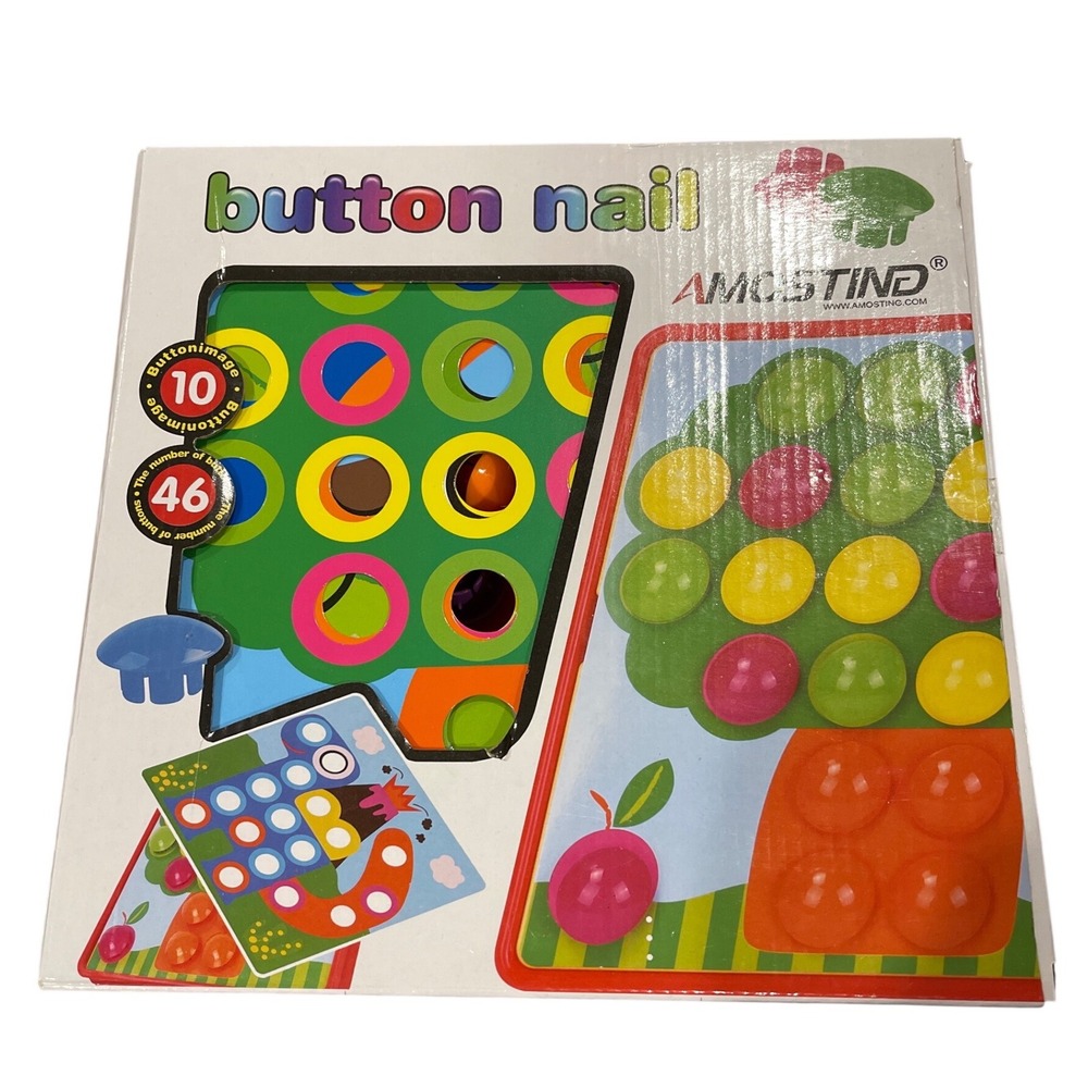 AMOSTIND Button Nail Art Craft Kit Kids 46 Chunky Buttons 10 Pictures